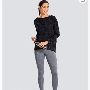 Loose fit Pima cotton yoga shirt w/ camo pattern, sz. Medium.